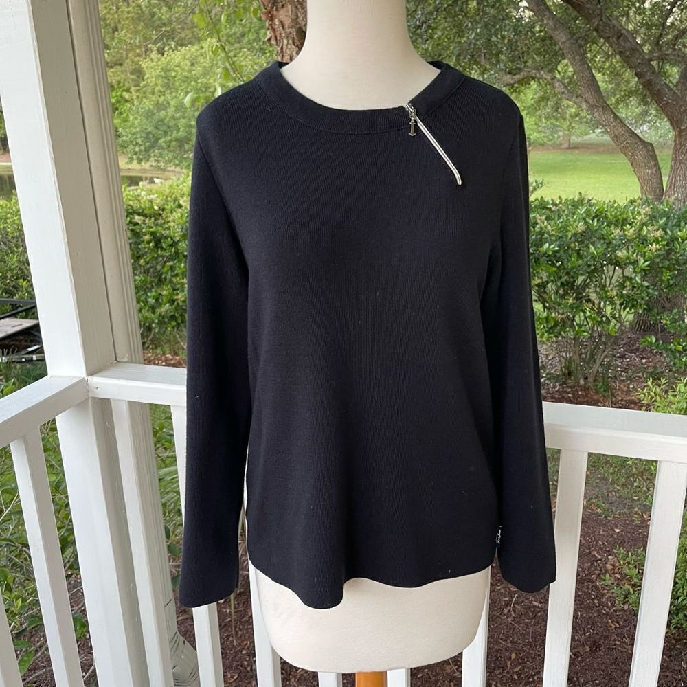 Mademoiselle Navy Asymmetrical Zip Sweater